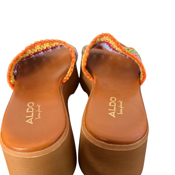 ALDO Crochet Rainbow BOHO Platform Sandals Size 7 Festival Eclectic Yassu - Picture 7 of 16